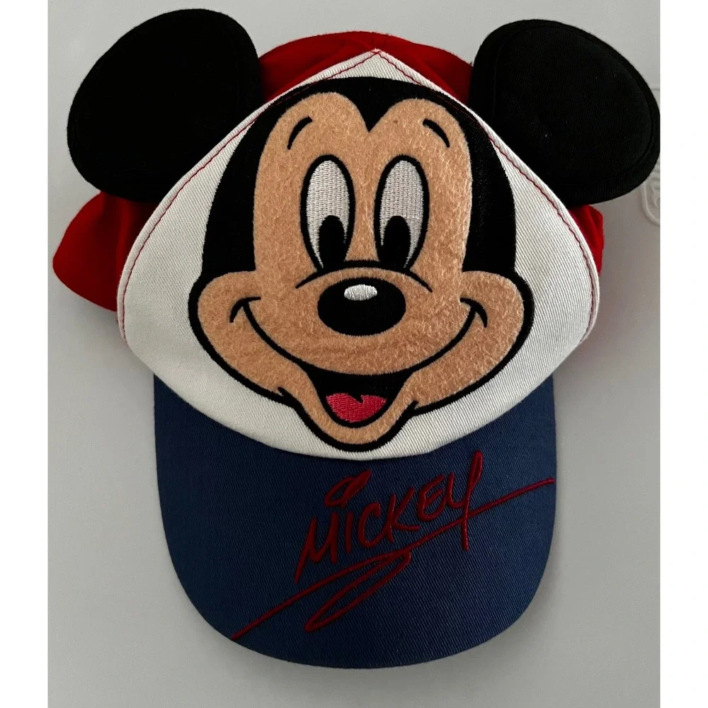 Disney Parks Mickey Mouse Infant Baseball Cap Red White Blue 3D Ears Hat 49-52cm
